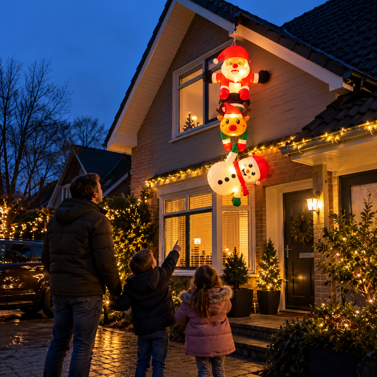 Jollyyard™ Santa & Friends Giant Inflatable – 2.4 m LED Christmas Decoration
